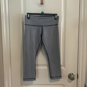 Lululemon short crops.  Blue and white check, size 6.